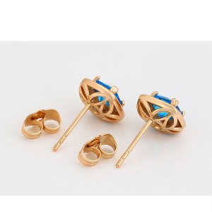 Auskari-nagliņas ar baltiem mirdzošiem cirkoniem, zelta pārklājums 18 karāti